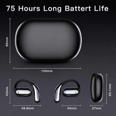 Hsility Wireless Earbuds Bluetooth Earbuds Built-in Mic with Ear Hooks 50H Playtime Ear Buds LED Display Charging Case Waterproof Design for Running Fitness in Saudi Arabia