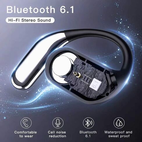 Hsility Wireless Earbuds Bluetooth Earbuds Built-in Mic with Ear Hooks 50H Playtime Ear Buds LED Display Charging Case Waterproof Design for Running Fitness in Saudi Arabia