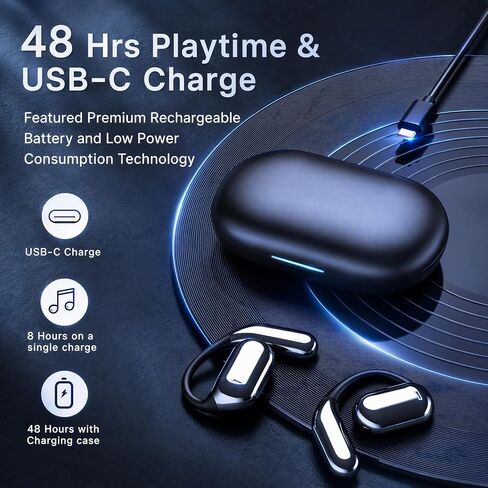 Hsility Wireless Earbuds Bluetooth Earbuds Built-in Mic with Ear Hooks 50H Playtime Ear Buds LED Display Charging Case Waterproof Design for Running Fitness in Saudi Arabia