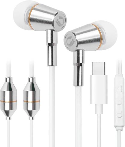 ibrain Airtube Headphones for Safe Listening with Microphone Volume Control, Air Tube Earbuds with Type C for Hearing Protection, Wired Headsets with 3 Eartips for Work, Meeting, Sleep, Gym (Black) in Kuwait