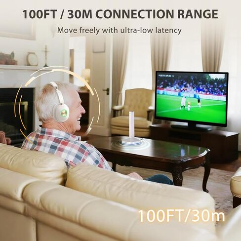 Earbay Wireless Headphones for TV Watching, TV Headset Wireless for Seniors with Transmitter Charging Dock, Bluetooth V5.4 Over Ear TV Headphones &No Audio Delay, Gift for Elderly/Parents in Kuwait