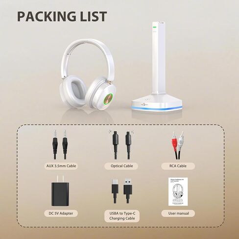 Earbay Wireless Headphones for TV Watching, TV Headset Wireless for Seniors with Transmitter Charging Dock, Bluetooth V5.4 Over Ear TV Headphones &No Audio Delay, Gift for Elderly/Parents in Kuwait