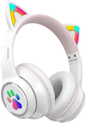 Bluetooth Headphones Wireless Cat Ear 60H/8H with LED Light Mic Blue in Kuwait