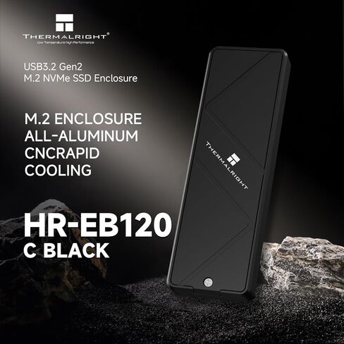 Thermalright HR-EB120 20G C Black-Aluminum housing with Active Cooling,NVMe Protocol Enclosure.USB 3.2 Gen 2, 20Gbps high-Speed Transfer.Suitable for Computers, Tablets, etc. Stable Transmission in Kuwait