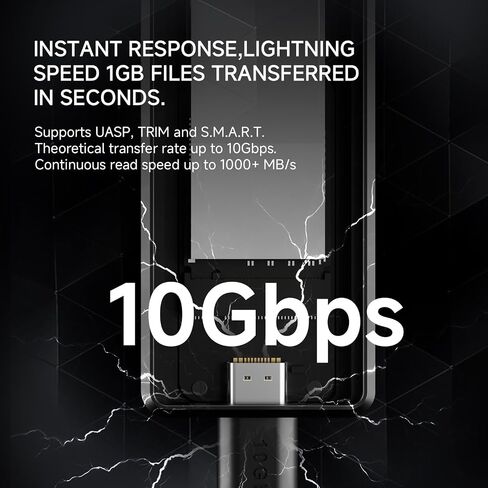 Thermalright HR-EB120 20G C Black-Aluminum housing with Active Cooling,NVMe Protocol Enclosure.USB 3.2 Gen 2, 20Gbps high-Speed Transfer.Suitable for Computers, Tablets, etc. Stable Transmission in Kuwait