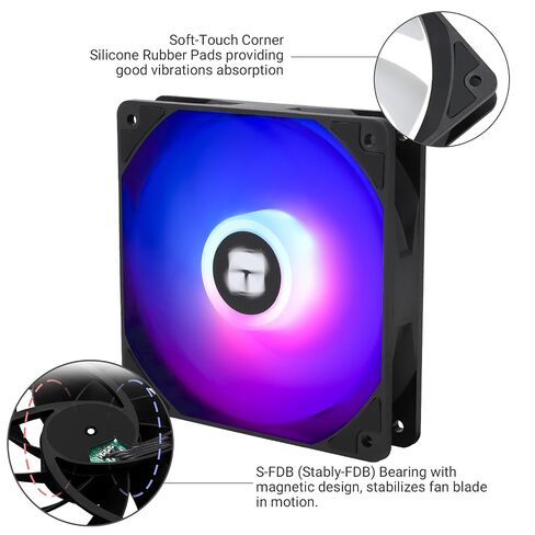 Thermalright-TR TL-C12C-S CPU Fan 120mm ARGB Case Cooler Fan, 4pin PWM Silent Computer Fan wth S-FDB Bearing Included, up to 1550RPM Cooling Fan（3 Quantities） in Kuwait