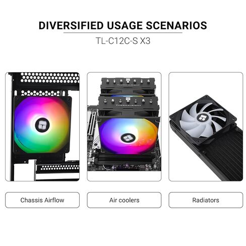 Thermalright-TR TL-C12C-S CPU Fan 120mm ARGB Case Cooler Fan, 4pin PWM Silent Computer Fan wth S-FDB Bearing Included, up to 1550RPM Cooling Fan（3 Quantities） in Kuwait