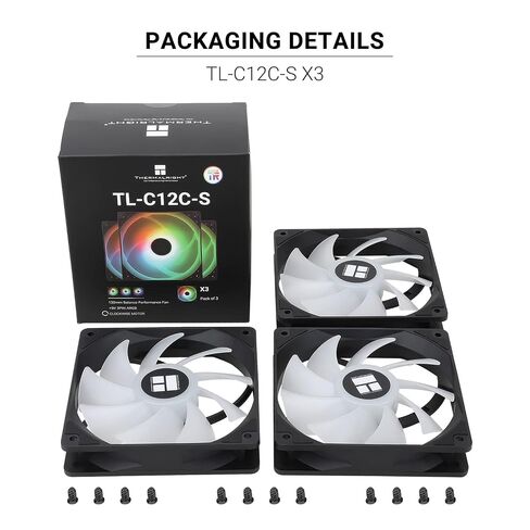 Thermalright-TR TL-C12C-S CPU Fan 120mm ARGB Case Cooler Fan, 4pin PWM Silent Computer Fan wth S-FDB Bearing Included, up to 1550RPM Cooling Fan（3 Quantities） in Kuwait