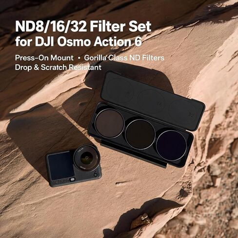 ND Filter Set for DJI Osmo Action 6, 3-Pack (ND8, ND16, ND32), HD Optical Glass, Anti-Scratch, for Bright Environments,Compatibility: Osmo Action 6 in Kuwait
