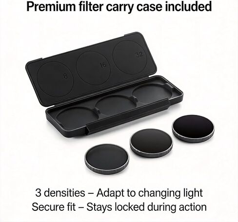 ND Filter Set for DJI Osmo Action 6, 3-Pack (ND8, ND16, ND32), HD Optical Glass, Anti-Scratch, for Bright Environments,Compatibility: Osmo Action 6 in Kuwait