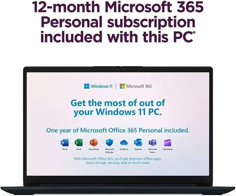 Lenovo IdeaPad Slim 3 15.6" FHD Business Laptop, Intel N150 Processor, 8GB DDR5 RAM, 128GB SSD, Windows 11 with Microsoft 365, Portable Computer for Everyday Use, Abyss Blue in Kuwait