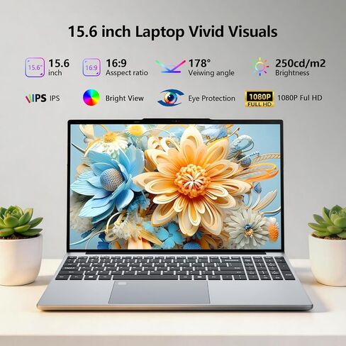 2026 Laptop, 15.6 inch Laptop Computer Celeron N5100 Up to 2.8GHz, Lap Top PC with 16GB RAM 512GB SSD, Backlit KB, Fingerprint, FHD 1080P, 180° Open, Mini HDMI, Win 11 Pro, Laptops for Study Work in Kuwait