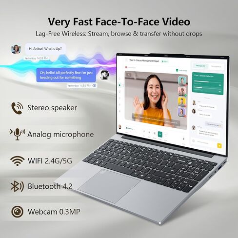 2026 Laptop, 15.6 inch Laptop Computer Celeron N5100 Up to 2.8GHz, Lap Top PC with 16GB RAM 512GB SSD, Backlit KB, Fingerprint, FHD 1080P, 180° Open, Mini HDMI, Win 11 Pro, Laptops for Study Work in Kuwait