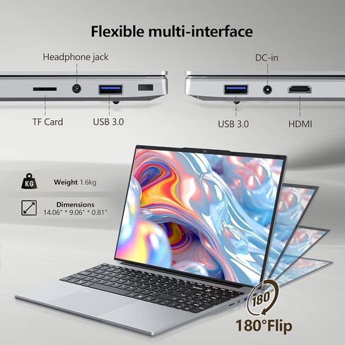 2026 Laptop, 15.6 inch Laptop Computer Celeron N5100 Up to 2.8GHz, Lap Top PC with 16GB RAM 512GB SSD, Backlit KB, Fingerprint, FHD 1080P, 180° Open, Mini HDMI, Win 11 Pro, Laptops for Study Work in Kuwait