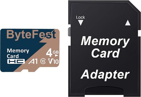 TF Card 4GB with Adapter，Class 10 UHS-I U1 A1 C10 V10 High Speed，FHD Video, Flash Memory Card for Camera/Monitor/Gaming Console/Drone/Dash Cam/Android Phone/Tablet in Saudi Arabia