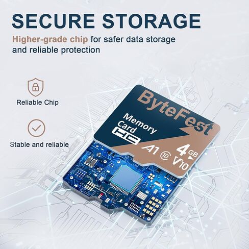 TF Card 4GB with Adapter，Class 10 UHS-I U1 A1 C10 V10 High Speed，FHD Video, Flash Memory Card for Camera/Monitor/Gaming Console/Drone/Dash Cam/Android Phone/Tablet in Saudi Arabia