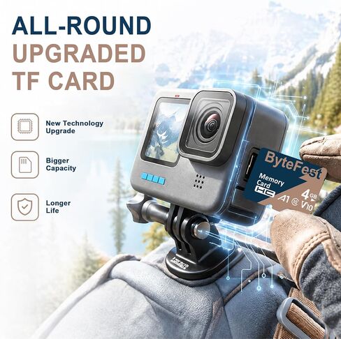 TF Card 4GB with Adapter，Class 10 UHS-I U1 A1 C10 V10 High Speed，FHD Video, Flash Memory Card for Camera/Monitor/Gaming Console/Drone/Dash Cam/Android Phone/Tablet in Saudi Arabia