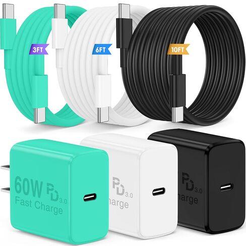 QZIIW Super Fast Charger Type C,60W Colorful Mixed USB C Fast Charger Block in Saudi Arabia