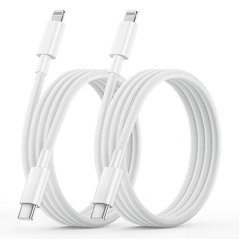 USB C to Lightning Cable 3FT [Apple MFi Certified] iPhone Fast Charging Cord,Nylon Braided iPhone Fast Charger Type C to Lightning Cable for iPhone 14 13 12 11 Pro Max XR XS X 8 7 6s Plus SE (2Pack) in Kuwait