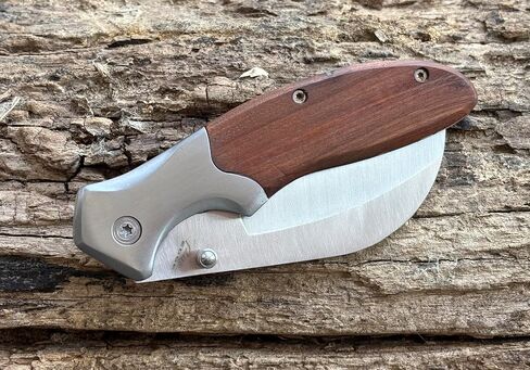 Tattva Tactical Hawkbill Folding Knife, Wood Handle, Stainless Steel Curved Blade, Liner Lock in Saudi Arabia