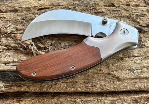 Tattva Tactical Hawkbill Folding Knife, Wood Handle, Stainless Steel Curved Blade, Liner Lock in Saudi Arabia
