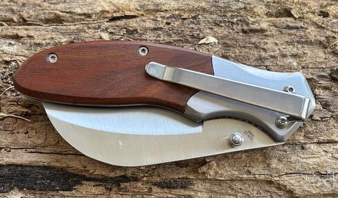 Tattva Tactical Hawkbill Folding Knife, Wood Handle, Stainless Steel Curved Blade, Liner Lock in Saudi Arabia