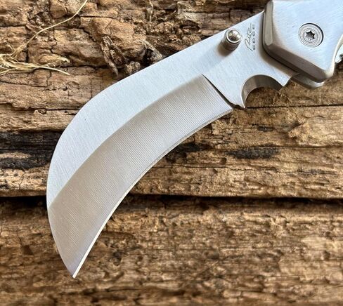 Tattva Tactical Hawkbill Folding Knife, Wood Handle, Stainless Steel Curved Blade, Liner Lock in Saudi Arabia
