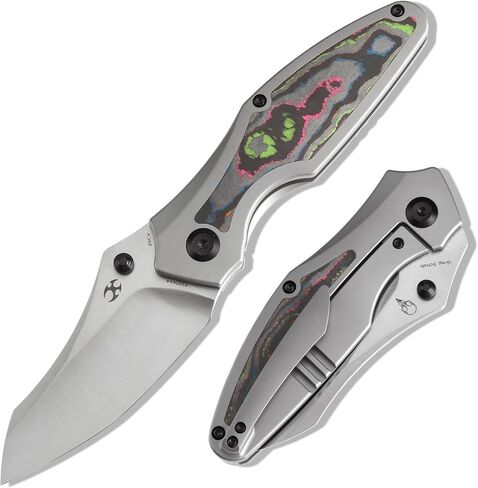 KANSEPT Baba Yaga Pocket Folding Knives for Men Women Camping Hiking Folding Knife 3.06'' Satin CPM 20CV Blade EDC Knife with Bead Blasted Titanium 80S Camo Carbon Inlay Handle Everyday Carry K1074A4 in Saudi Arabia