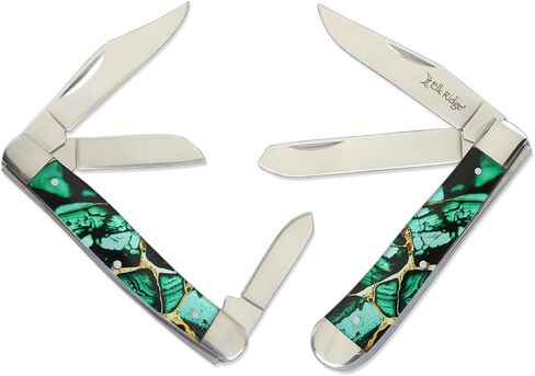 2PC Traditional Classic Style Folding-Knife Holiday Gift-Set Hunting-Camping- Whittling-EDC and Outdoors (USA Flag) in Saudi Arabia