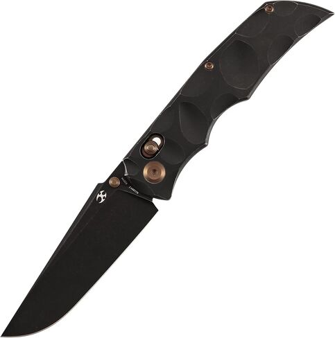 KANSEPT SIF Pocket Knife, 3.76" Damascus Blade with Gold Thumb Stud, Manual Opening Folding Men Women EDC, Shred Carbon Fiber Handle, Clip for Outdoor Camping Hiking K1100V4 in Kuwait