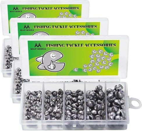 Split Shot Sinker Set 100 Pcs - Removable Fishing Weights with Storage Box, 5 Sizes (0.5g-2g) Lead Weights for Freshwater Fishing in Saudi Arabia
