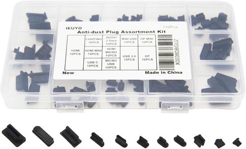 Silicone Anti Dust Cover Plug Stopper Cap Kit, Black, 11 Sizes, 110 Pcs in Kuwait