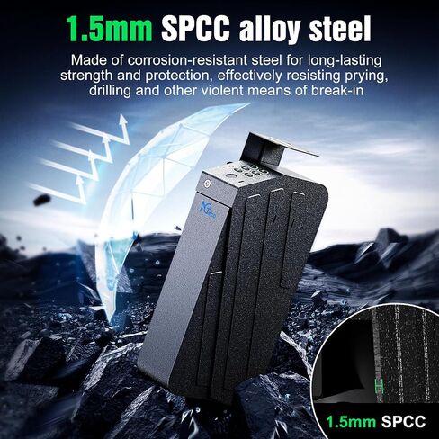 NGTeco Biometric Gun Safe for Handgun - Hidden Pistol/Handgun Safe, Fingerprint Gun Safe with Passcode & Backup Key, Secure Steel Drop-Down Mounted Hidden Gun Storage in Kuwait