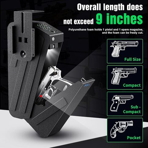 NGTeco Biometric Gun Safe for Handgun - Hidden Pistol/Handgun Safe, Fingerprint Gun Safe with Passcode & Backup Key, Secure Steel Drop-Down Mounted Hidden Gun Storage in Kuwait