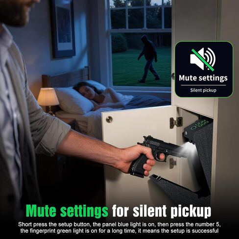 NGTeco Biometric Gun Safe for Handgun - Hidden Pistol/Handgun Safe, Fingerprint Gun Safe with Passcode & Backup Key, Secure Steel Drop-Down Mounted Hidden Gun Storage in Kuwait