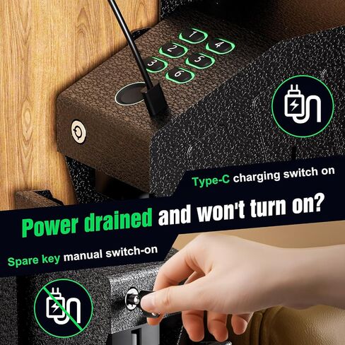NGTeco Biometric Gun Safe for Handgun - Hidden Pistol/Handgun Safe, Fingerprint Gun Safe with Passcode & Backup Key, Secure Steel Drop-Down Mounted Hidden Gun Storage in Kuwait
