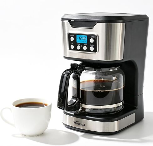 24H Programmable Drip Coffee Maker, 12 Cup, Black Stainless Steel in Kuwait