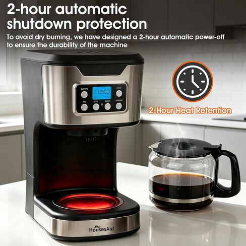 24H Programmable Drip Coffee Maker, 12 Cup, Black Stainless Steel in Kuwait