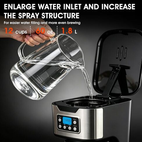 24H Programmable Drip Coffee Maker, 12 Cup, Black Stainless Steel in Kuwait
