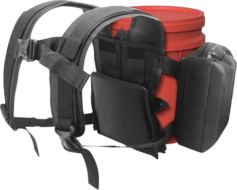 Backpack for 5 Gallon Buckets for Fishing, Apple Picking, Hunting - Universal Bucket Organizer with Pocket, Equipped with Adjustable Straps, Black in Kuwait