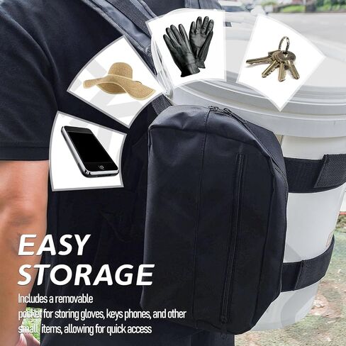 Backpack for 5 Gallon Buckets for Fishing, Apple Picking, Hunting - Universal Bucket Organizer with Pocket, Equipped with Adjustable Straps, Black in Kuwait