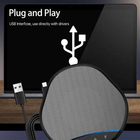 Universal Computer Mic Kit with Speakerphone,USB Plug and Play,5m 360° Sound Pickup,2 AI Mics,Noise Cancellation,16 Level Volume in Saudi Arabia