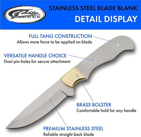 SZCO Supplies 8.25" Full Tang Straight Point Blade Blank Knife for Men - DIY Fixed Blade Knife with Sheath, Stainless Steel Blade Blank with Brass Bolster – in Saudi Arabia