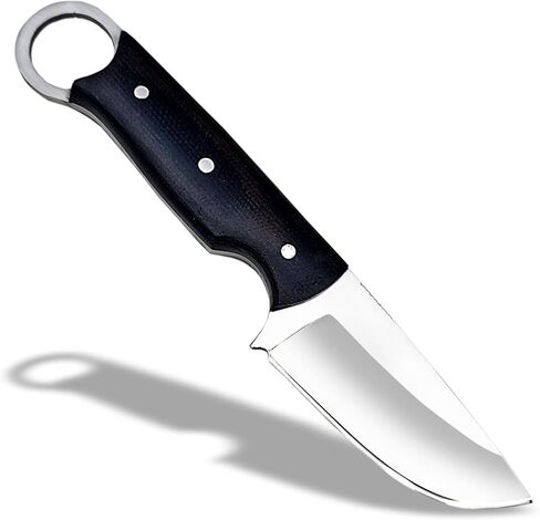 9 Inch Hunting Knife D2 Steel Blade, Full Tang Fixed Blade Knife with G10 Micarta Handle, Leather Cross Pouch Sheath, Heavy Duty Outdoor Survival Knife for Camping, Bushcraft & Hunting in Kuwait
