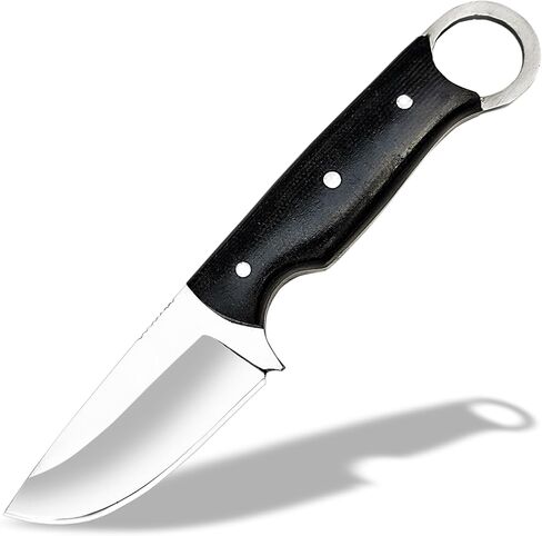 9 Inch Hunting Knife D2 Steel Blade, Full Tang Fixed Blade Knife with G10 Micarta Handle, Leather Cross Pouch Sheath, Heavy Duty Outdoor Survival Knife for Camping, Bushcraft & Hunting in Kuwait