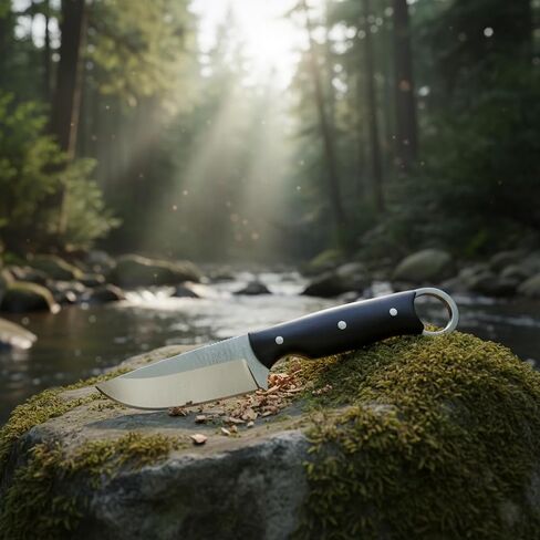 9 Inch Hunting Knife D2 Steel Blade, Full Tang Fixed Blade Knife with G10 Micarta Handle, Leather Cross Pouch Sheath, Heavy Duty Outdoor Survival Knife for Camping, Bushcraft & Hunting in Kuwait