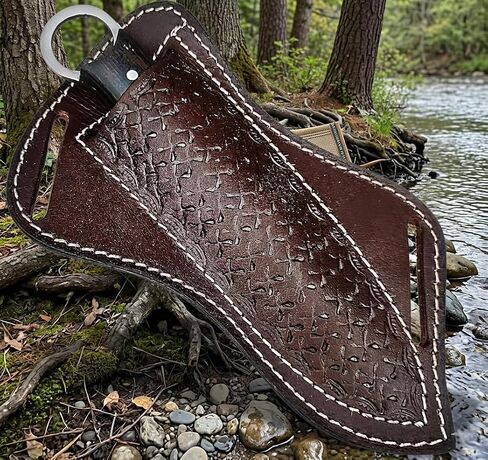 9 Inch Hunting Knife D2 Steel Blade, Full Tang Fixed Blade Knife with G10 Micarta Handle, Leather Cross Pouch Sheath, Heavy Duty Outdoor Survival Knife for Camping, Bushcraft & Hunting in Kuwait