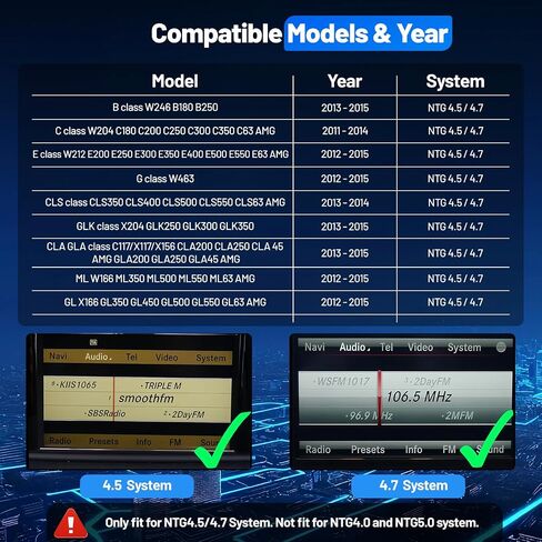 Wireless Carplay Retrofit Kit Decoder Module for Mercedes Benz NTG4.5/4.7 B/C/E/GLK/ML/CLA/GLA/CLS/SLK 2012-2015,AUX Required, Support Wireless Android Auto, Reverse Camera, Original Car OEM Control in Saudi Arabia
