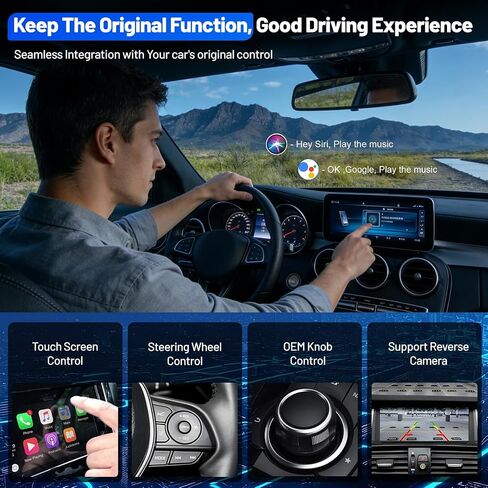 Wireless Carplay Retrofit Kit Decoder Module for Mercedes Benz NTG4.5/4.7 B/C/E/GLK/ML/CLA/GLA/CLS/SLK 2012-2015,AUX Required, Support Wireless Android Auto, Reverse Camera, Original Car OEM Control in Saudi Arabia