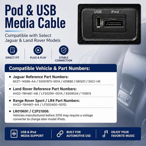 Car Aux Cable Audio Adapter Interface for Pod Pad 4 30 Pin Connector Fit for Selected Models of Range Rover Jaguar (A) in Saudi Arabia